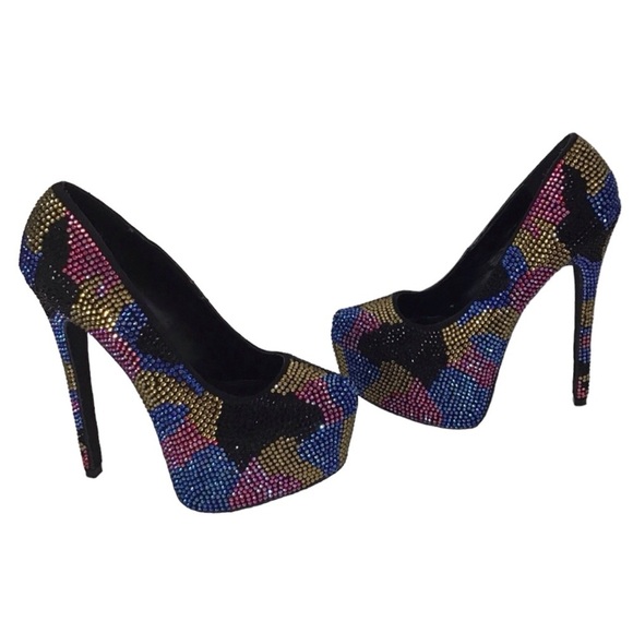 Steve Madden Dyvinal Camouflage Crystal Platform Stiletto Pump Women’s S… - Picture 11 of 12